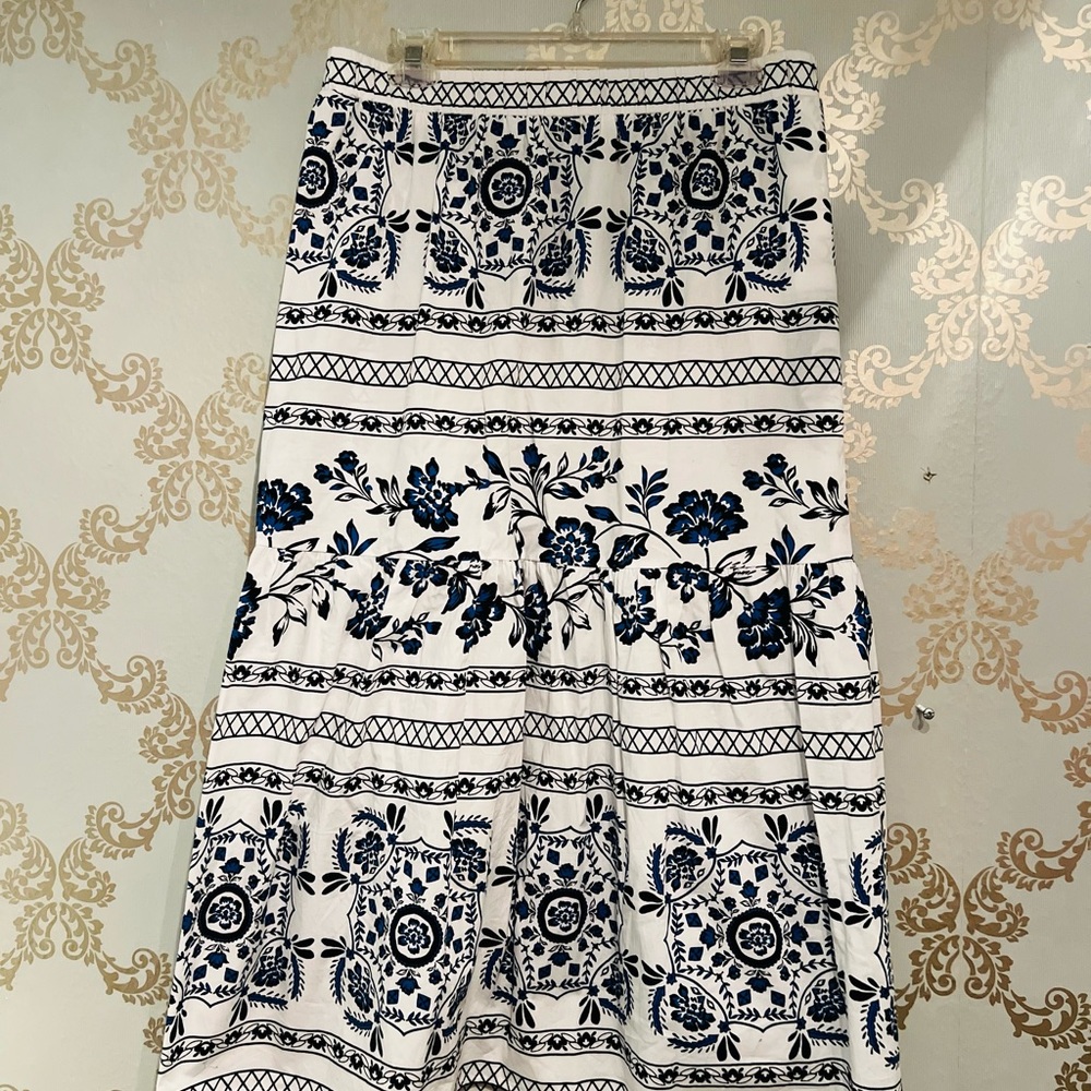 Lane Bryant Navy and White Maxi Skirt